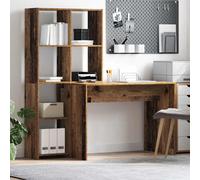 vidaXL Escritorio con estante Madera envejecida 138,5 x 55 x 143 cm