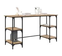 vidaXL Escritorio con Estante Roble Artesanal 140 x 50 x 75 cm, Escritorio de computadora Industrial rústico, Mesa Rectangular Resistente, Espacio Amplio para Oficina y Estudio