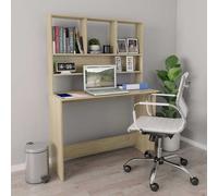 vidaXL Escritorio con estantes contrachapada color roble 110x45x157 cm