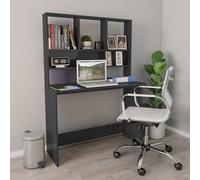 vidaXL Escritorio con estantes contrachapada gris brillo 110x45x157 cm
