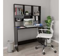 vidaXL Escritorio con estantes contrachapada negro brillo 110x45x157cm