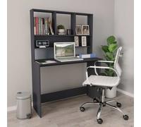 vidaXL Escritorio con estantes madera contrachapada gris 110x45x157 cm