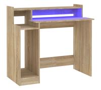 vidaXL Escritorio con LED madera contrachapada roble sonoma 97x45x90cm
