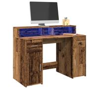 vidaXL Escritorio con LED madera ingeniería roble artisian 120x55x91cm en color artisian oak/Roble ahumado/Marrón roble y más | estructura resistente ideal para salón dormitorio o estudio