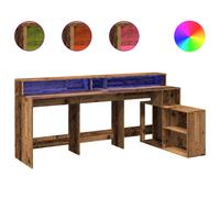 vidaXL Escritorio con LED madera ingeniería envejecida 200x104x91 cm