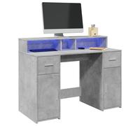vidaXL Escritorio con LED madera ingeniería gris hormigón 120x55x91 cm