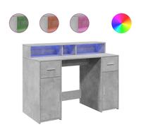 vidaXL Escritorio con LED madera ingeniería gris hormigón 120x55x91 cm