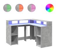 vidaXL Escritorio con LED madera ingeniería gris hormigón 130x130x91cm