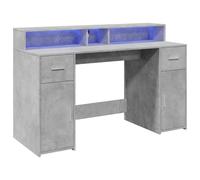 vidaXL Escritorio con LED Madera de ingeniería Gris hormigón 140x55x91 cm