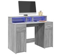 vidaXL Escritorio con LED madera ingeniería gris sonoma 120x55x91 cm