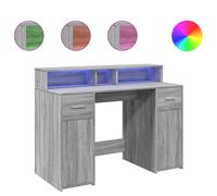 vidaXL Escritorio con LED madera ingeniería gris sonoma 120x55x91 cm