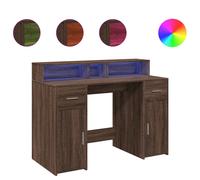 vidaXL Escritorio con LED madera ingeniería marrón roble 120x55x91 cm
