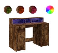Escritorio Con Led Madera Ingeniería Roble Ahumado 120x55x91 Cm Vidaxl