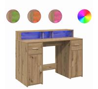 Escritorio Con Led Madera Ingeniería Roble Artisian 120x55x91cm Vidaxl