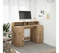 Escritorio Con Led Madera Ingeniería Roble Artisian 120x55x91cm Vidaxl