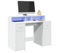 vidaXL Escritorio con LED madera ingeniería roble artisian 120x55x91cm en color artisian oak/Roble ahumado/Marrón roble y más | estructura resistente ideal para salón dormitorio o estudio