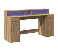 vidaXL Escritorio Roble artisian Madera ingeniería con LED 160x55x91 cm