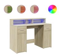 vidaXL Escritorio con LED madera de ingeniería Roble Sonoma 120x55x91 cm