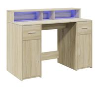 vidaXL Escritorio con LED madera de ingeniería Roble Sonoma 120x55x91 cm