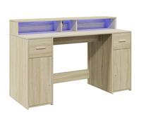 vidaXL Escritorio con LED madera de ingeniería Roble Sonoma 140x55x91 cm