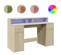 vidaXL Escritorio con LED madera de ingeniería Roble Sonoma 140x55x91 cm
