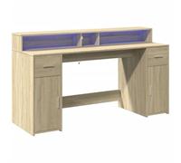 vidaXL Escritorio Madera de ingeniería Roble Sonoma con LED 160x55x91 cm