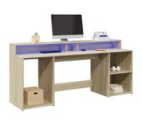 vidaXL Escritorio con LED, madera de ingeniería Roble Sonoma 200x55x91 cm