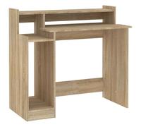 vidaXL Escritorio con LED Mesa Ordenador Estudio Oficina Muebles Despacho Almacenamiento Estantería Madera Contrachapada Roble Sonoma