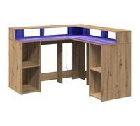 vidaXL Escritorio Artisian con luz LED – Madera de ingeniería 130x130x91 cm