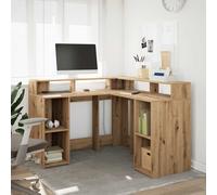 vidaXL Escritorio con luz LED madera ingeniería artisian 130x130x91 cm
