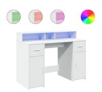 vidaXL Escritorio con luz LED madera ingeniería blanco 120x55x91 cm