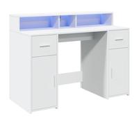 vidaXL Escritorio con luz LED madera de ingeniería Blanco 120x55x91 cm