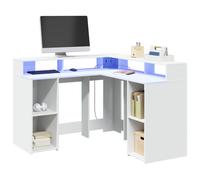 Escritorio Con Luz Led Madera Ingeniería Blanco 130x130x91 Cm Vidaxl