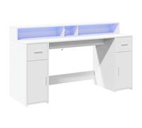 vidaXL Escritorio con luz LED madera de ingeniería Blanco 160x55x91 cm