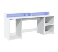 vidaXL Escritorio con luz LED – Madera de ingeniería 200x55x91 cm Blanco