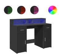 vidaXL Escritorio con luz LED madera ingeniería negro 120x55x91 cm