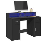 vidaXL Escritorio con luz LED madera ingeniería negro 120x55x91 cm