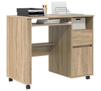 vidaXL Escritorio con Ruedas con cajón Roble Sonoma 91 x 50 x 77 cm, Escritorio para casa, diseño Moderno, estación de Trabajo ergonómica, móvil y Funcional, con Almacenamiento