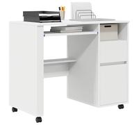 vidaXL Escritorio con Ruedas Madera de ingeniería 91 x 50 x 77 cm | Ideal para espacios chiquitos, Mucho espacio para guardar tus cosas, Mueve el escritorio donde quieras