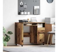 vidaXL Escritorio con ruedas madera envejecida 91x50x77 cm – móvil, ergonómica y con almacenamiento