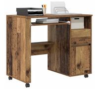 vidaXL Escritorio con ruedas madera envejecida 91x50x77 cm – móvil, ergonómica y con almacenamiento