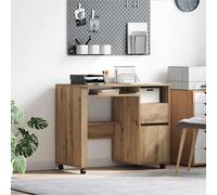 vidaXL Escritorio con ruedas y cajón Roble artesanal 91x50x77 cm, móvil y ergonómico