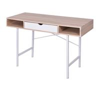 vidaXL Escritorio con un cajón de roble y blanco