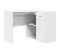 vidaXL Escritorio de Esquina con cajón con estante 102 x 88 x 75 cm Multicolor Blanco
