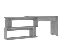 vidaXL Escritorio de Esquina contrachapada Gris hormigón 200x50x76 cm
