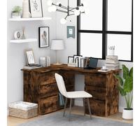 vidaXL Escritorio de Esquina Ordenador Estudio Oficina Mesa Muebles Despacho Almacenamiento Estantería Casa Contrachapada Roble Ahumado
