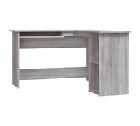 vidaXL Escritorio de Esquina, Escritorio Esquinero en Forma de L, Mesa de Almacenaje, Mesa para Estudio, Madera Contrachapada Gris 120x140x75 cm