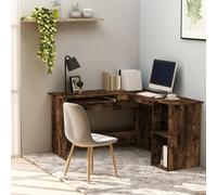 vidaXL Escritorio esquina madera contrachapada roble humo 120x140x75cm