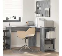 vidaXL Escritorio de esquina Gris Sonoma 140×113,5×75 cm – Estación L ergonómico con almacenaje