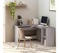 vidaXL Escritorio de Esquina, Escritorio Esquinero en Forma de L, Mesa de Almacenaje, Mesa para Estudio, Madera Contrachapada Gris 120x140x75 cm
